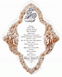 Menukaart zilveren bruiloft Pieter MG (1832-1887) en Suzanna Leonora van Dedem (1831-1902) (1883-07-23)